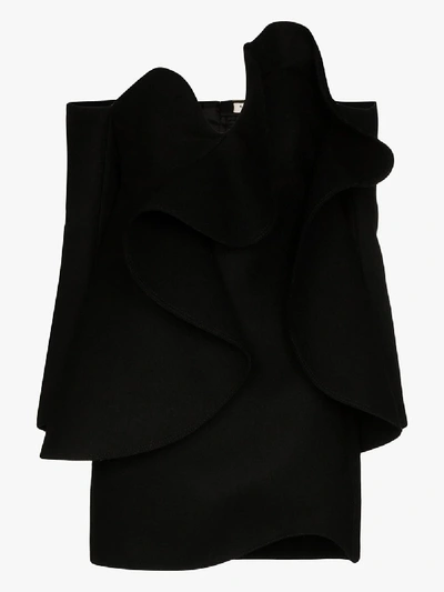 Saint Laurent Off-the-shoulder Ruffled Mini Dress In Black