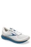 Brooks Glycerin 18 Running Shoe In White/ Grey/ Poseidon