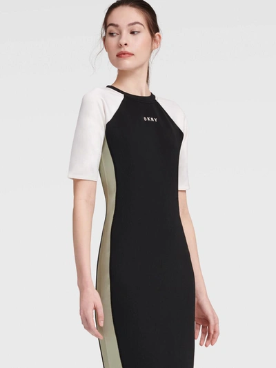Donna Karan Dkny Women's Body-con Colorblock Dress - In Black/olive
