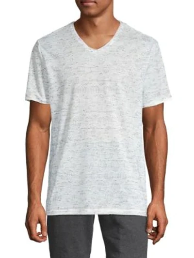 Vince Camuto Perforated V-neck Tee In Light Grey