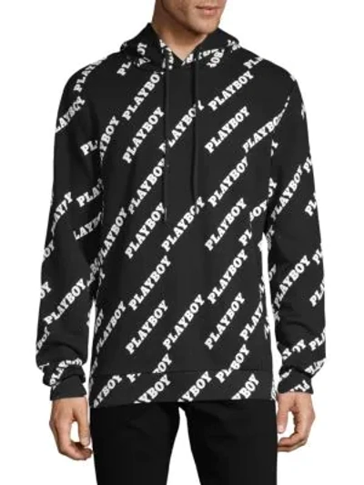 Elevenparis Lapla Playboy Graphic Hooded Sweatshirt In Black