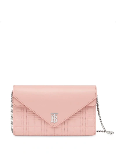 Burberry Quilted Leather Chain Wallet In Pink