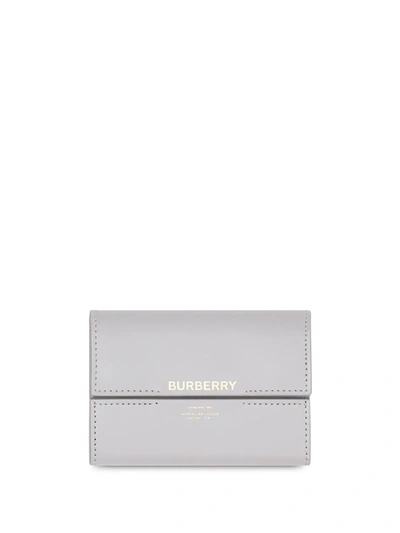 Burberry Leather Horseferry Print Folding Wallet In Grey