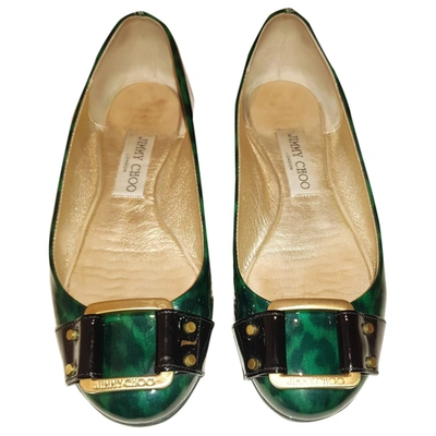 Pre-owned Jimmy Choo Patent Leather Ballet Flats In Green