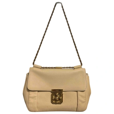 Pre-owned Chloé Elsie Leather Handbag In Beige