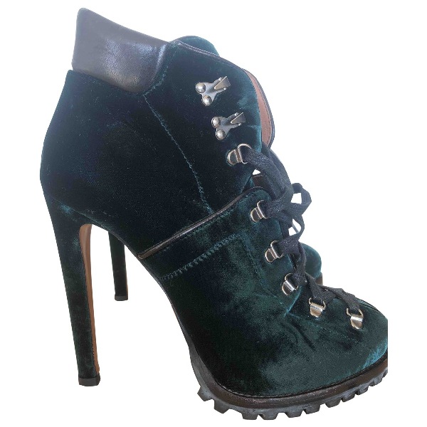 green velvet boots