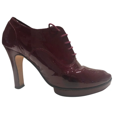 Pre-owned Repetto Patent Leather Lace Up Boots In Burgundy