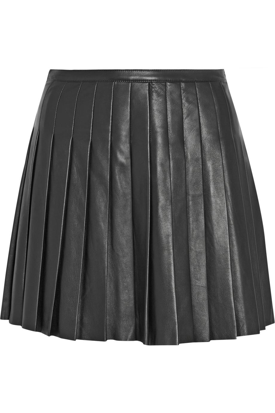Belstaff Kaddington Pleated Leather Mini Skirt | ModeSens
