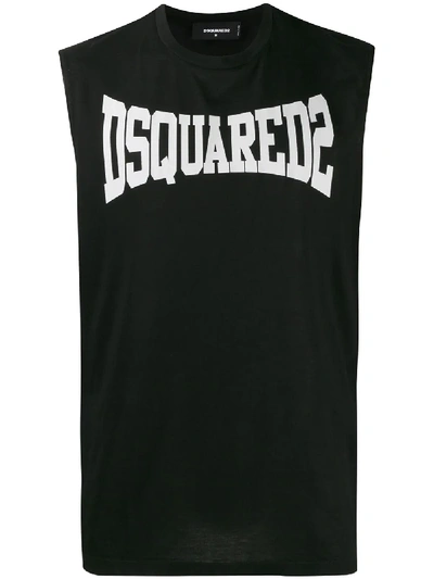 Dsquared2 Logo Sleeveless Waistcoat In Black