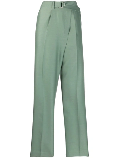 Helmut Lang Wrap-effect Trousers In Green