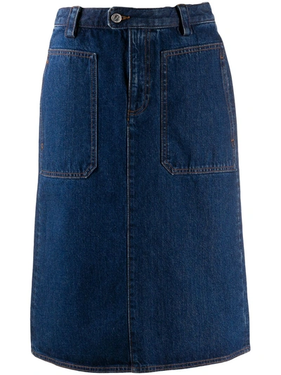 Apc Jupe Nevada Denim Skirt In Blue