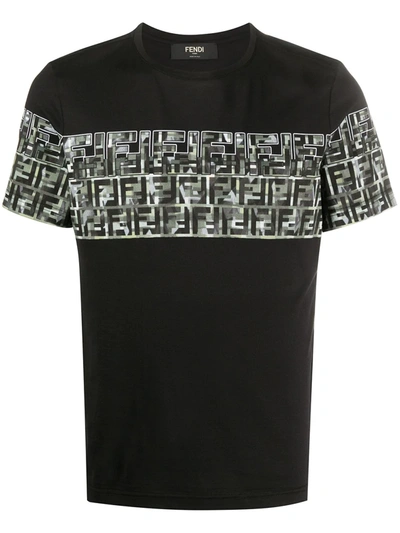 Fendi Monogram Panel T-shirt In Black