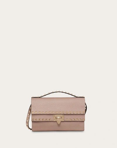 Valentino Garavani Rockstud Grainy Calfskin Crossbody Bag In Poudre