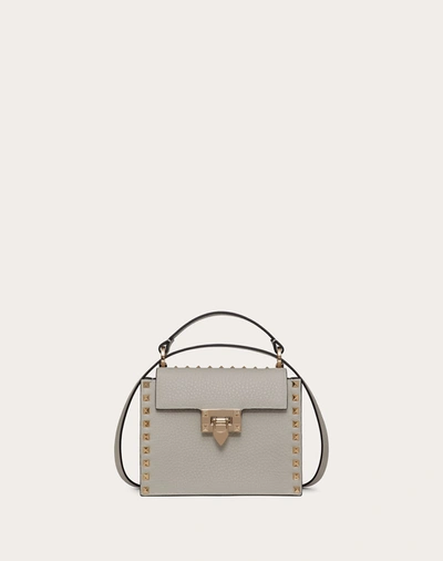 Valentino Garavani Rockstud Grainy Calfskin Handbag In Opal Grey