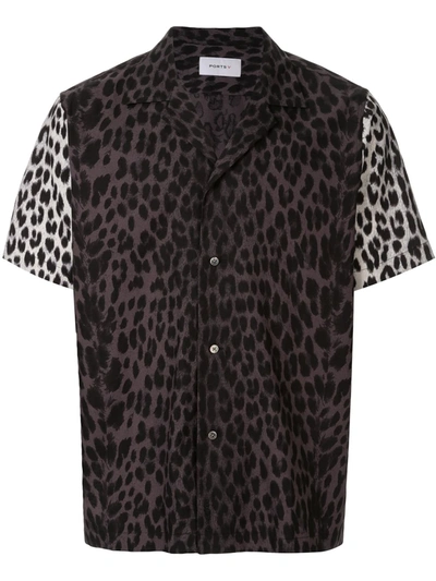 Ports V Leopard Sleeve Shirt In Grey