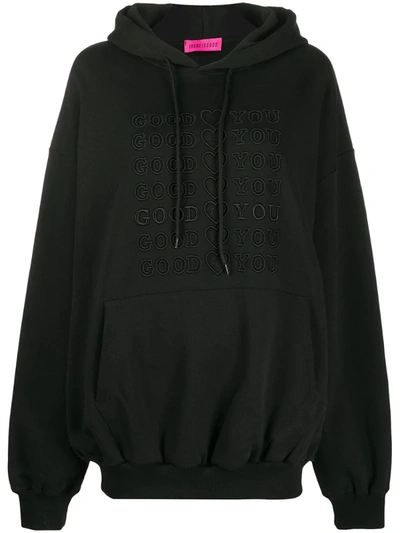 Ireneisgood Goodforyou Embroidered Cotton Hoodie In Black