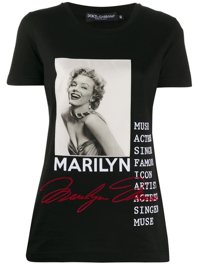 Dolce & Gabbana Jersey T-shirt With Marilyn Monroe Print And Embroidery In Black