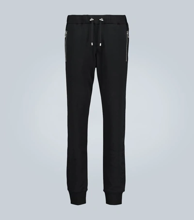 Balmain Men's Embossed Logo Zip-pocket Sweatpants In Black