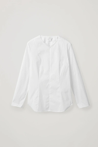 Cos Fitted Cotton-mix Shirt In White