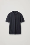 Cos Short-sleeved Knitted Polo In Navy