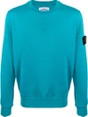 Stone Island Men's Logo-tag Crewneck Sweatshirt In Blue