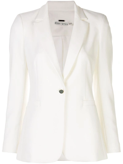 Alice And Olivia Bristol Notch-collar Fitted Blazer In Off White