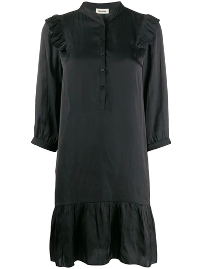 Zadig & Voltaire Rygg Satin-crepe Mini Dress In Black