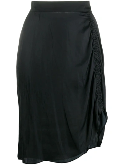 Zadig & Voltaire Jiji Ruched Satin-crepe Mini Skirt In Black