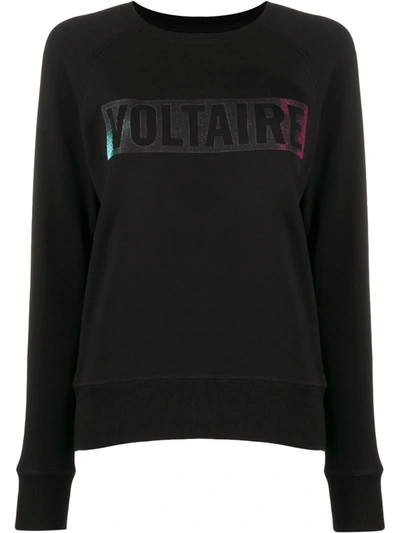 Zadig & Voltaire Voltaire Slogan Cotton-jersey Sweatshirt In Black