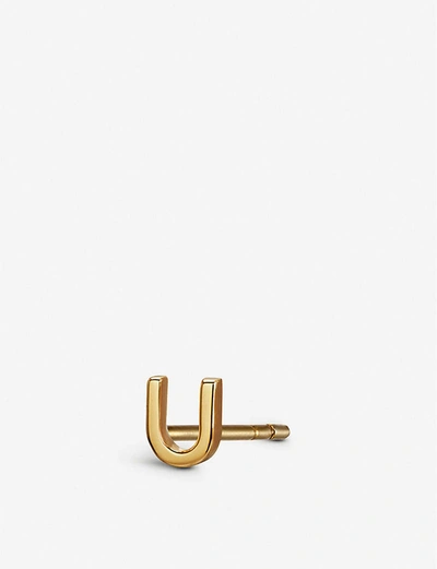 Otiumberg Alphabet U 9ct Gold Stud Earring In Solid 9-karat Gold