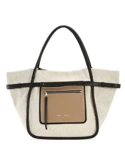 Proenza Schouler 'inside Out' Leather Panel Canvas Tote Bag In Ivory