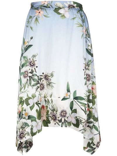 Madison.maison Lydia Floral-print Silk Skirt In Blue