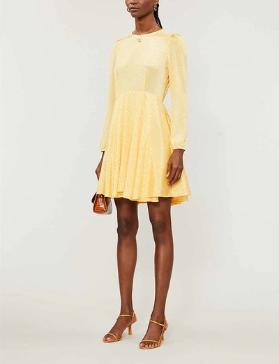 Maje Roseau Embroidered-pattern Woven Mini Dress In Yellow