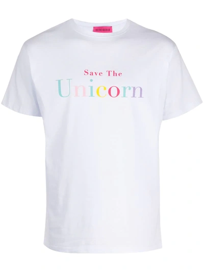 Ireneisgood Save The Unicorn Cotton T-shirt In White