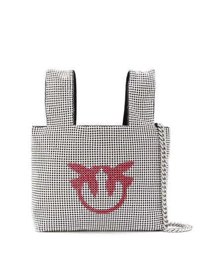 Pinko Chain Logo Tote Bag In Silver