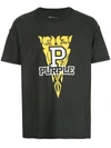 Purple Brand Pennant Cotton Logo Graphic Tee In Black