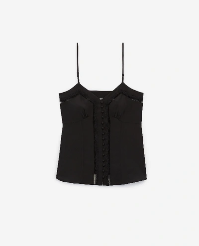 The Kooples Black Lace Camisole With Buttoned Front