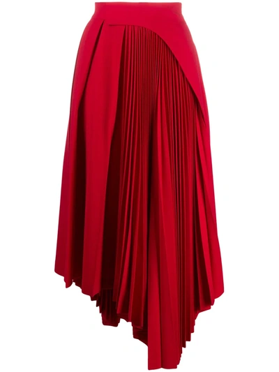 Ambush Pleated Asymmetric Skirt In Red