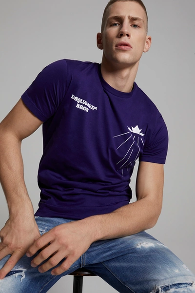 Dsquared2 Men Short Sleeve T-shirt In Purple