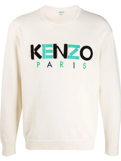 Kenzo Paris Embroidered Logo Jumper In Grey