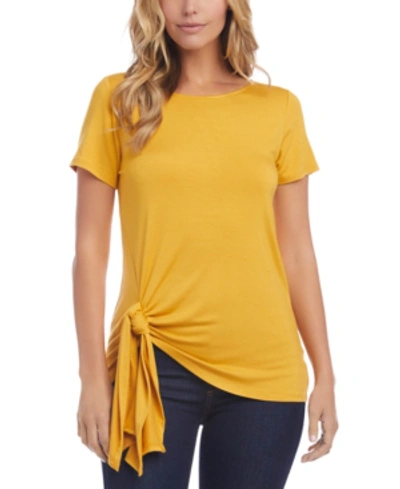 Karen Kane Tie-hem T-shirt In Gold