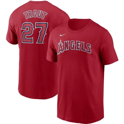 Nike Men's Mike Trout Los Angeles Angels Name And Number Player T-shirt In Red