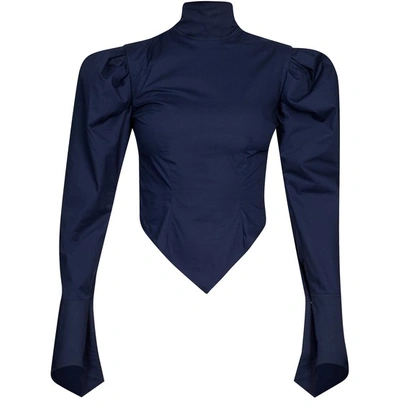 Thebe Magugu Victoriana Blouse In Navy