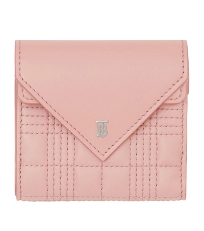 Burberry Leather Quilted Wallet In Blush Pink