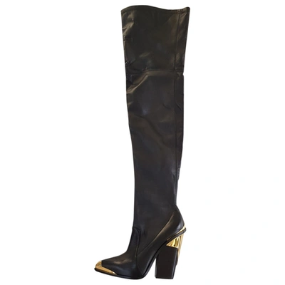 Pre-owned Versace Black Leather Boots