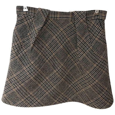Pre-owned Samsoe & Samsoe Wool Mini Skirt In Brown
