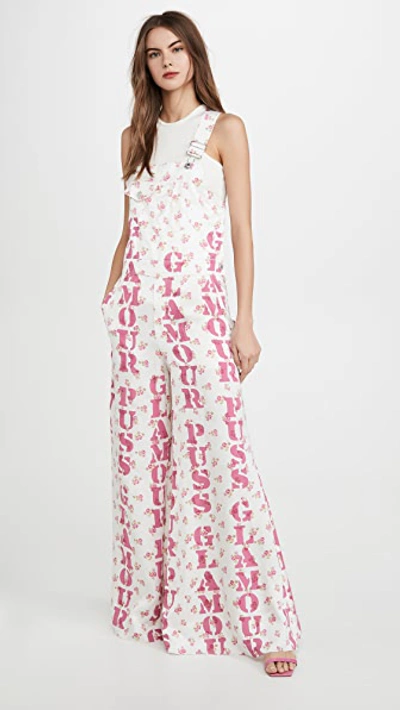 Moschino Maxi Overalls In Fantasy Print Pink