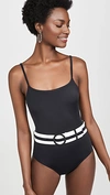 Solid & Striped The Nina Belted One Piece Swimsuit In Black