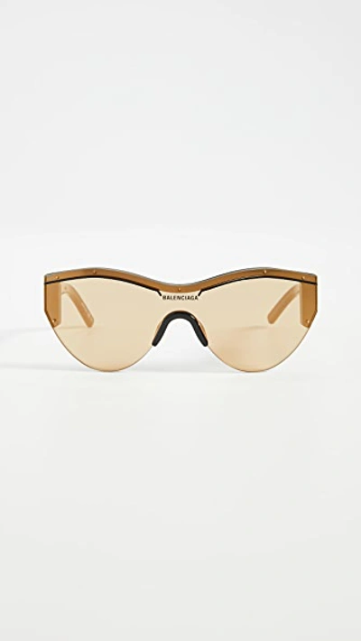 Balenciaga Extreme Cat Eye Ski Goggle Sunglasses In Black/black/gold