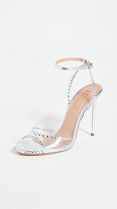 Aquazzura Dream Sandals 105mm In Silver